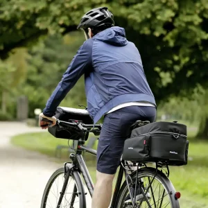 KLICKfix Rackpack Touring mit KLICKfix Bodenkupplung für Racktime Gepäckträger schwarz Gepäckträgertasche
