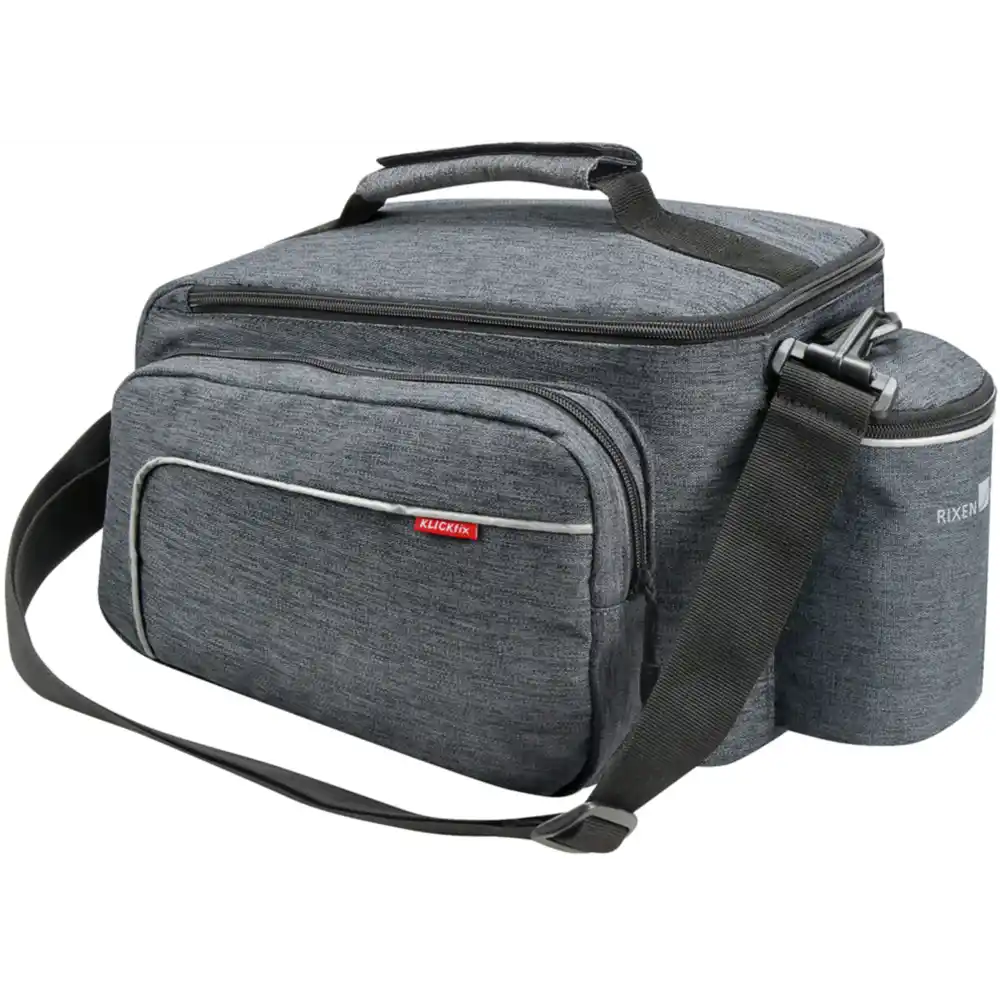 KLICKfix Rackpack Sport mit KLICKfix Bodenkupplung für Racktime Gepäckträger grau Gepäckträgertasche