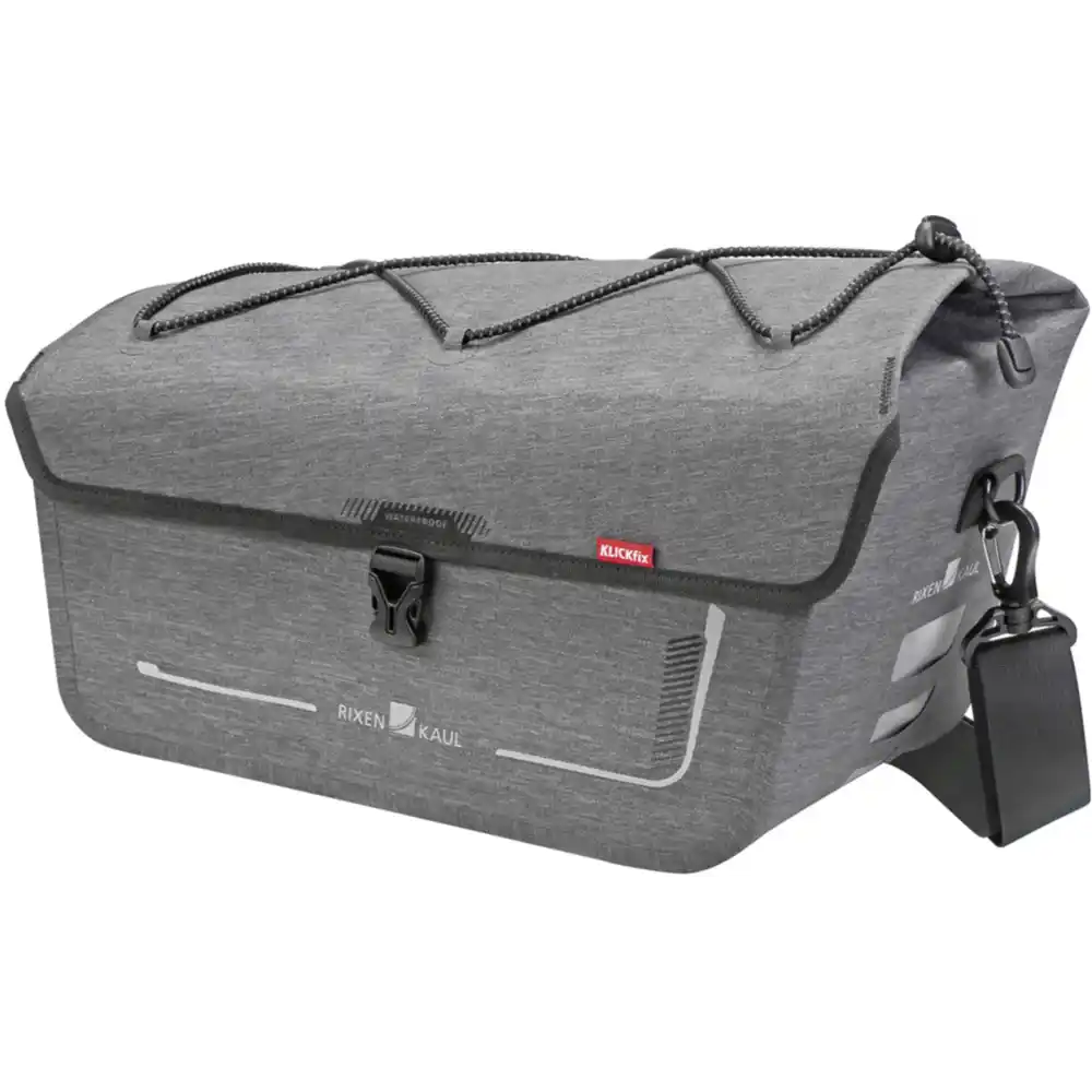 KLICKfix Rackpack Sport Waterproof Gepäckträgertasche mit KLICKfix Bodenkupplung für Racktime Gepäckträger grau