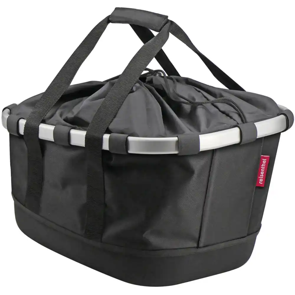 KLICKfix Reisenthel Bikebasket GT Gepäckträgerkorb mit KLICKfix Bodenkupplung für Racktime Gepäckträger schwarz / silber