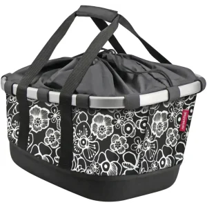 KLICKfix Reisenthel Bikebasket GT mit KLICKfix UniKlip 2 Adapter  fleur schwarz Gepäckträgerkorb