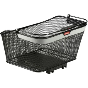 KLICKfix City Korb Reflect Gepäckträgerkorb mit KLICKfix Bodenkupplung für Racktime Gepäckträger schwarz / silber