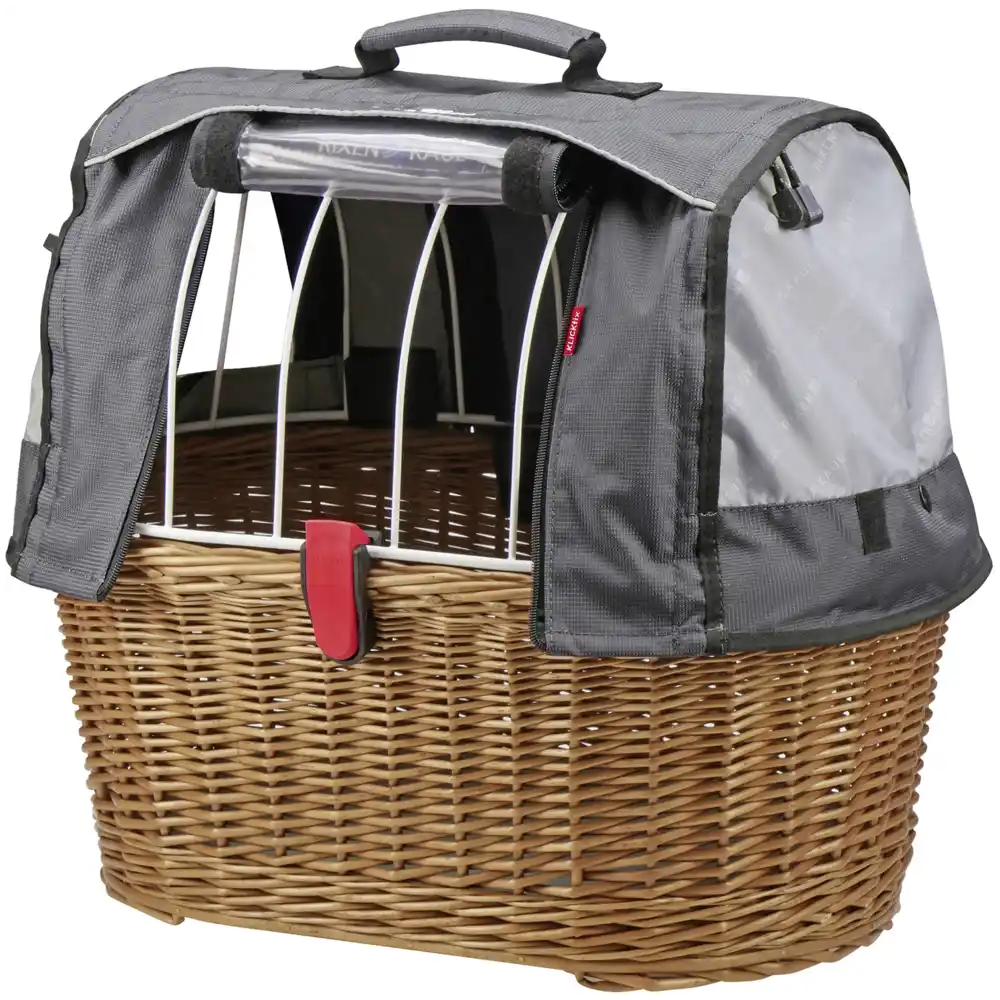 KLICKfix Tierkorb Doggy Basket mit KLICKfix Bodenkupplung für GTA Adapter, inkl. Wetterschutz braun