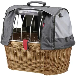 KLICKfix Tierkorb Doggy Basket mit KLICKfix Bodenkupplung für Racktime Gepäckträger, inkl. Wetterschutz braun