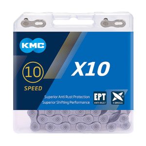KMC Fahrrad Kette X10 EPT 10-fach silber 114 Glieder, 1/2" x 11/128"