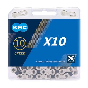 KMC Fahrrad Kette X10 10-fach silber/schwarz 114 Glieder, 1/2" x 11/128"