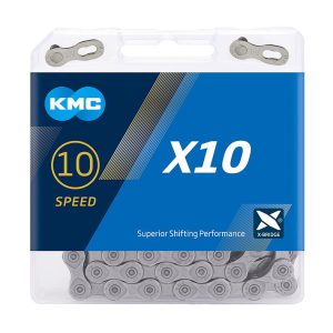 KMC Fahrrad Kette X10 10-fach grau 114 Glieder, 1/2" x 11/128"