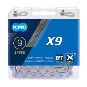 KMC Fahrrad Kette X9 EPT 9-fach silber 114 Glieder, 1/2" x 11/128"