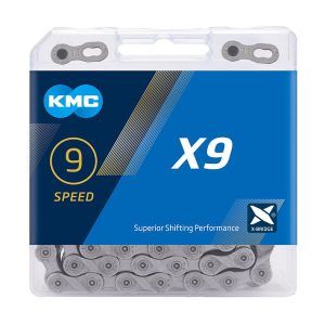 KMC Fahrrad Kette X9 9-fach grau 114 Glieder, 1/2" x 11/128"