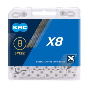 KMC Fahrrad Kette X8 6/7/8-fach silber 114 Glieder, 1/2" x 3/32"