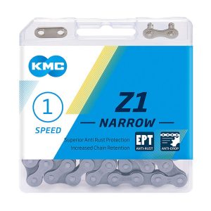 KMC Fahrrad Kette Z1 Narrow EPT Nabenschaltung silber 112 Glieder, 1/2" x 3/32"