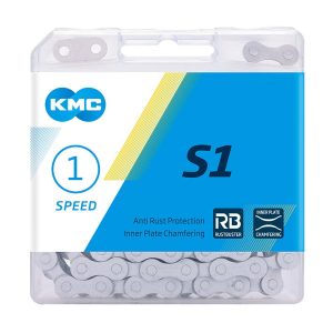 KMC Fahrrad Kette S1 Wide RB Nabenschaltung matt silber 112 Glieder, 1/2" x 1/8