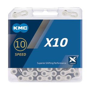 KMC Fahrrad Kette X10 10-fach silber/schwarz 122 Glieder, 1/2" x 11/128"