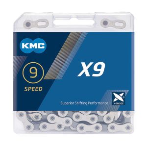 KMC Fahrrad Kette X9 9-fach silber/grau 122 Glieder, 1/2" x 11/128"