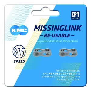 KMC Kettenverschlussglied MissingLink EPT 6/7/8-fach (7,3 mm) silber  1/2" x 3/32"