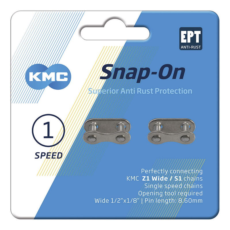 KMC Kettenverschlussglied Snap-On EPT Nabenschaltung (8,6 mm) silber 1/2" x 1/8"