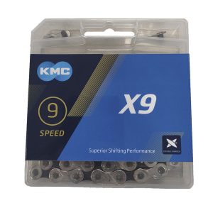 KMC Fahrrad Kette X9 9-fach silber/schwarz 114 Glieder, 1/2" x 11/128"