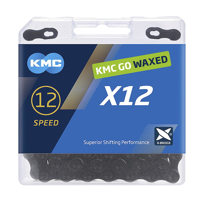 KMC Fahrrad Kette X12 WAXED 12-fach schwarz 126 Glieder, 1/2" x 11/128"