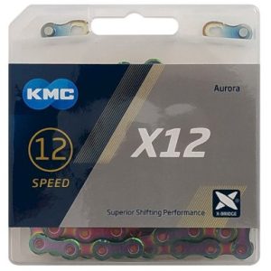 KMC Fahrrad Kette X12 Aurora Blue 12-fach Aurora Blue 126 Glieder, 1/2" x 11/128"