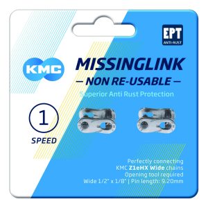 KMC Kettenverschlussglied MissingLink EPT Nabenschaltung  (9,2 mm) silver  1/2" x 1/8"