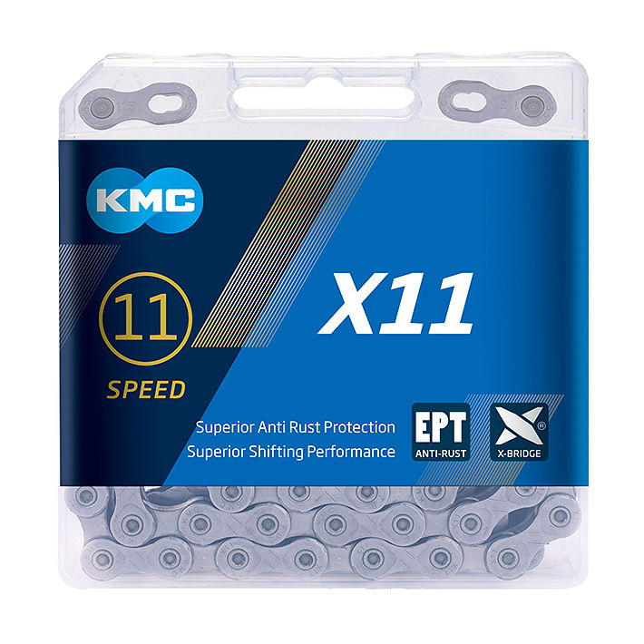 KMC Fahrrad Kette X11 EPT 11-fach silber 118 Glieder, 1/2" x 11/128"