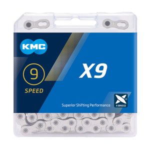 KMC Fahrrad Kette X9 9-fach silber 114 Glieder, 1/2" x 11/128"