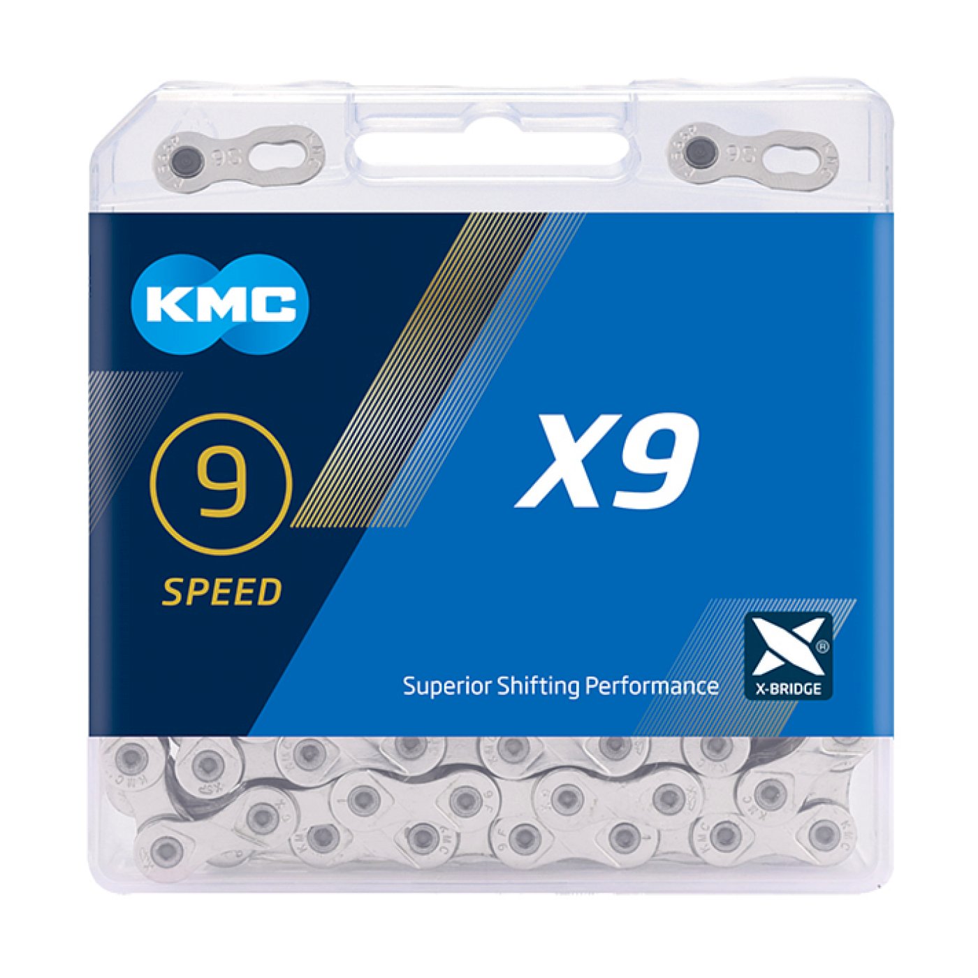 KMC Fahrrad Kette X9 9-fach silber 114 Glieder, 1/2" x 11/128"
