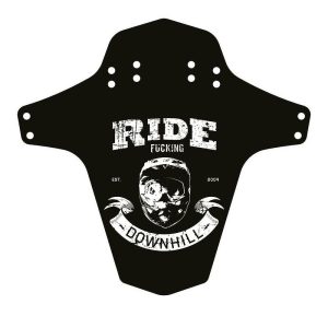 Reverse Spritzschutz "Ride Fucking Downhill" schwarz/ weiß