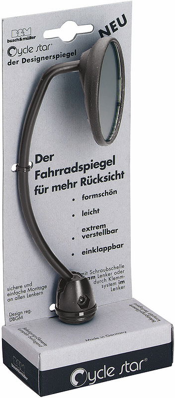 B&M Lenkerspiegel Cycle Star lange gebogene Stange, ca. 13 cm 901