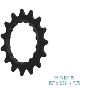Esjot Ritzel für Bosch Gen 2 Offset Version schwarz  1/2" x 3/32" + 1/2" x 11/128"  15 Zähne