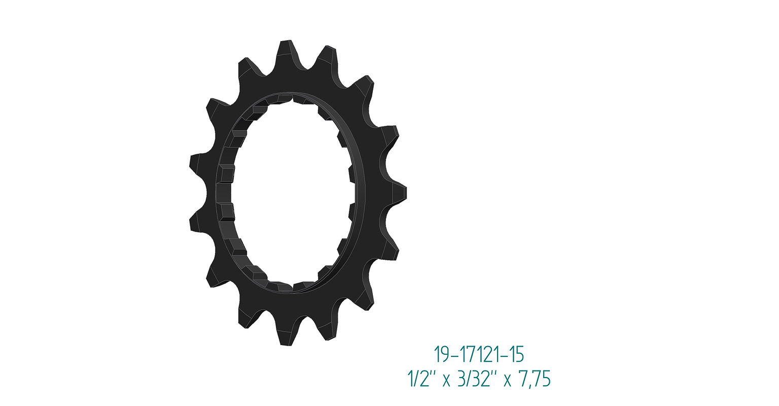 Esjot Ritzel für Bosch Gen 2 Offset Version schwarz 1/2" x 3/32" + 1/2" x 11/128" 15 Zähne