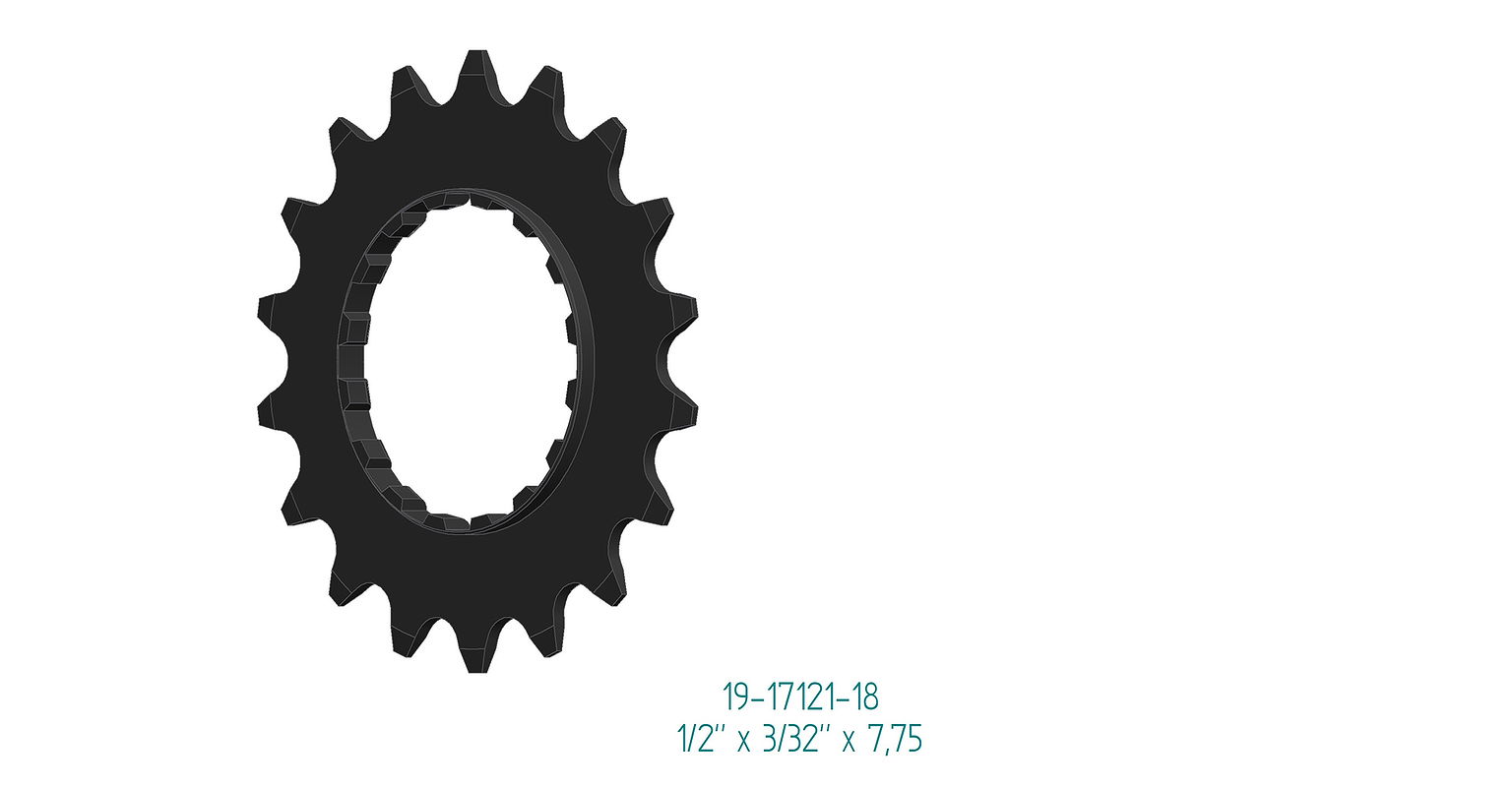 Esjot Ritzel für Bosch Gen 2 Offset Version schwarz 1/2" x 3/32" + 1/2" x 11/128" 18 Zähne