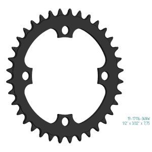 Esjot Kettenblatt für Bosch Gen 1, Gen 3 + Gen 4 Narrow Wide 1/2"x 3/32"+1/2"x11/128" 38 Zähne
