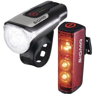 SIGMA LED Akkuleuchten Set Aura 80 USB + Blaze schwarz