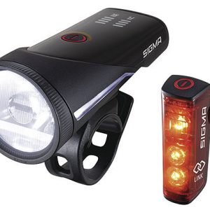 SIGMA LED Akkuleuchten Set Aura 100 USB + Blaze Link schwarz