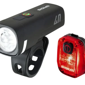SIGMA LED Akkuleuchten Set AURA 40 / HIRO 10 RIDE TO SCHOOL Set schwarz