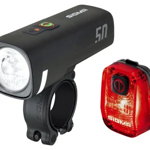 SIGMA LED Akkuleuchten Set AURA 50 / HIRO 10 Set schwarz