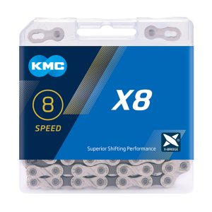 KMC Fahrrad Kette X8 6/7/8-fach silber/grau 114 Glieder, 1/2" x 3/32"