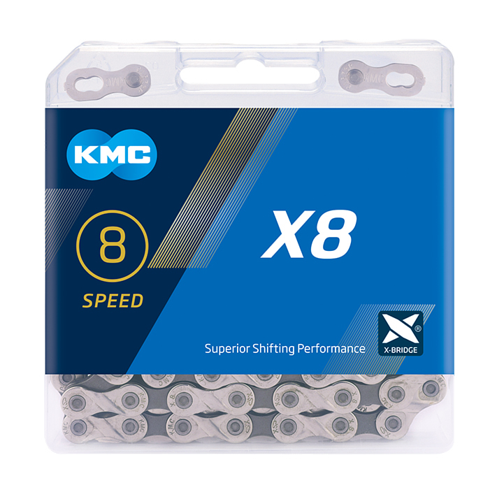 KMC Fahrrad Kette X8 6/7/8-fach silber/grau 114 Glieder, 1/2" x 3/32"