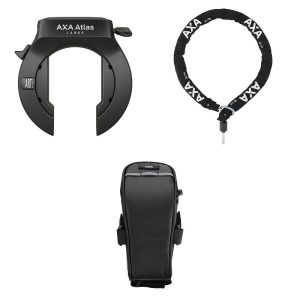 AXA Rahmenschloss Set Atlas L AZ inkl. Kette ULC (130 cm) und Tasche 58 mm schwarz