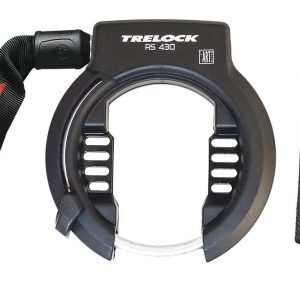 TRELOCK Rahmenschloss Set RS 430 P-O-C AZ inkl. Kette ZR 355 (100 cm) und Tasche 60 mm schwa