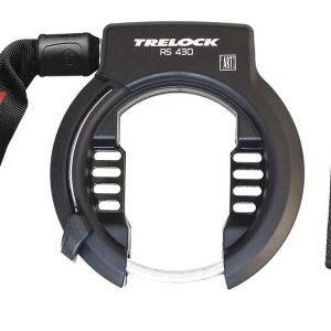 TRELOCK Rahmenschloss Set RS 430 P-O-C NAZ inkl. Kette ZR 355 (100 cm) und Tasche 60 mm schwa