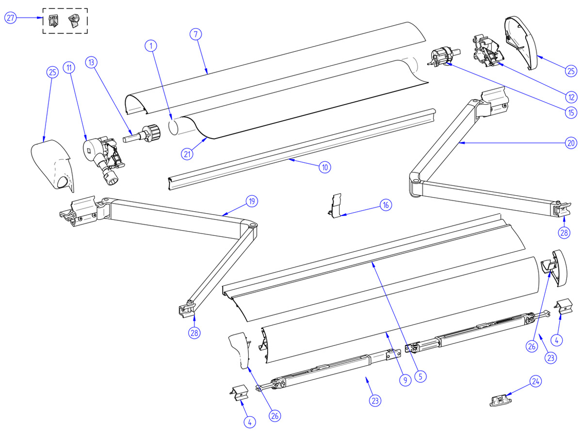 Thule Omnistor Set Halter Sperrtasten Spannarm 6002