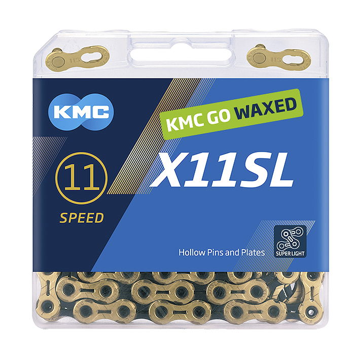 KMC Fahrrad Kette X11SL Ti-N WAXED 11-fach gold/schwarz 118 Glieder, 1/2" x 11/128"