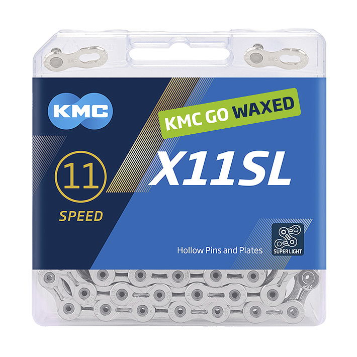 KMC Fahrrad Kette X11SL WAXED 11-fach silber 118 Glieder, 1/2" x 11/128"