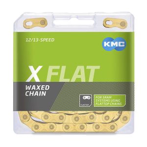 KMC Fahrrad Kette X Flat Ti-N WAXED 12-/13-fach gold 126 Glieder, 1/2" x 11/128"
