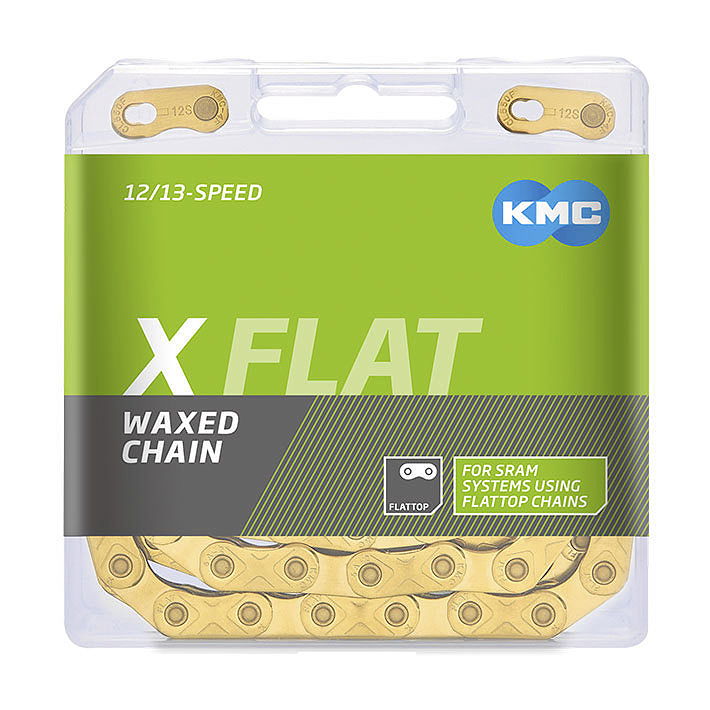 KMC Fahrrad Kette X Flat Ti-N WAXED 12-/13-fach gold 126 Glieder, 1/2" x 11/128"
