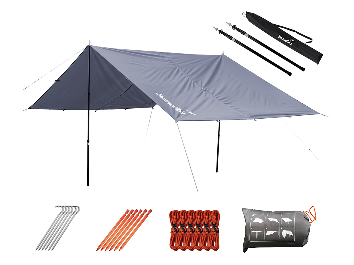 SKANDIKA 3 x 3 Meter Sonnensegel Set mit Teleskopstangen