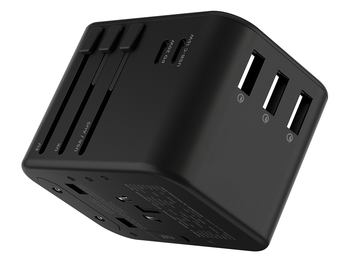 RollingSQUARE 2 USB-C und 3 USB-A Universal World Plug