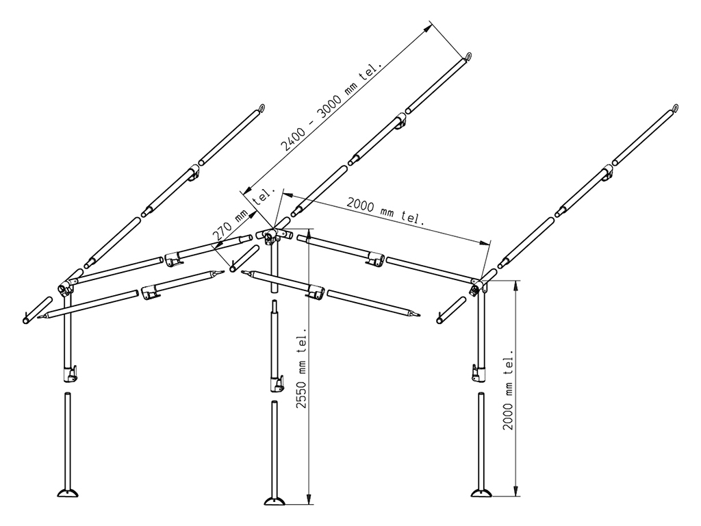 Zweite Chance Piper Vorzelt Gestänge PowerGrip Stahl 25 mm Größe 2 – 7